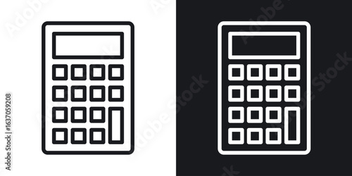 Calculator icon thin line outline art. Doodle graphics