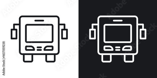 Bus icon thin line outline art. Doodle graphics