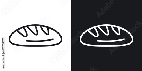 Bread loaf icon thin line outline art. Doodle graphics