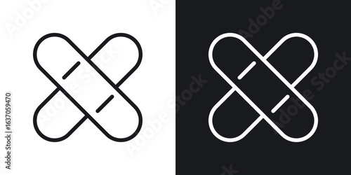 Band aid icon thin line outline art. Doodle graphics