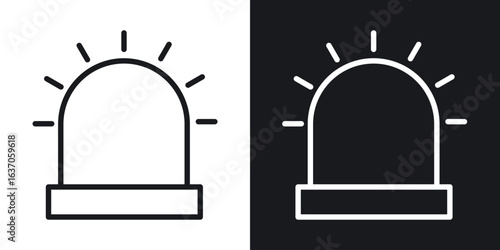 Ambulance siren icon thin line outline art. Doodle graphics