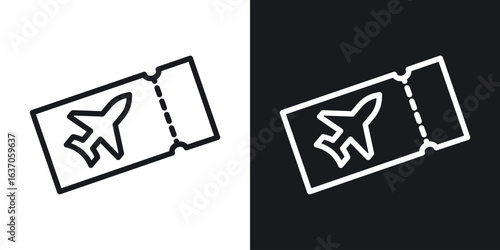 Airline ticket icon thin line outline art. Doodle graphics