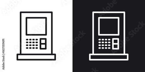 Atm icon thin line outline art. Doodle graphics