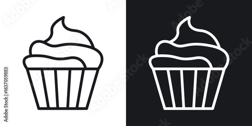 Cupcake icon thin line outline art. Doodle graphics