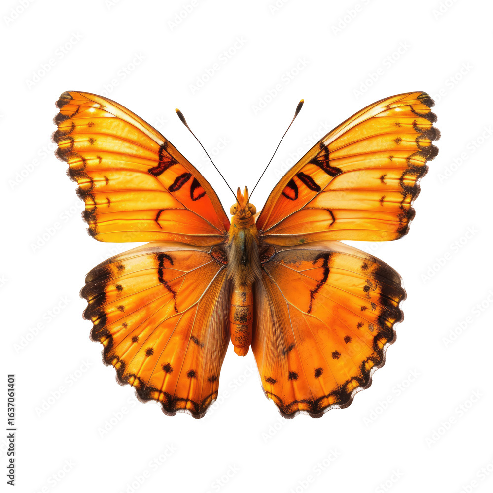 Fototapeta premium Close-up of an orange butterfly with intricate markings (1)