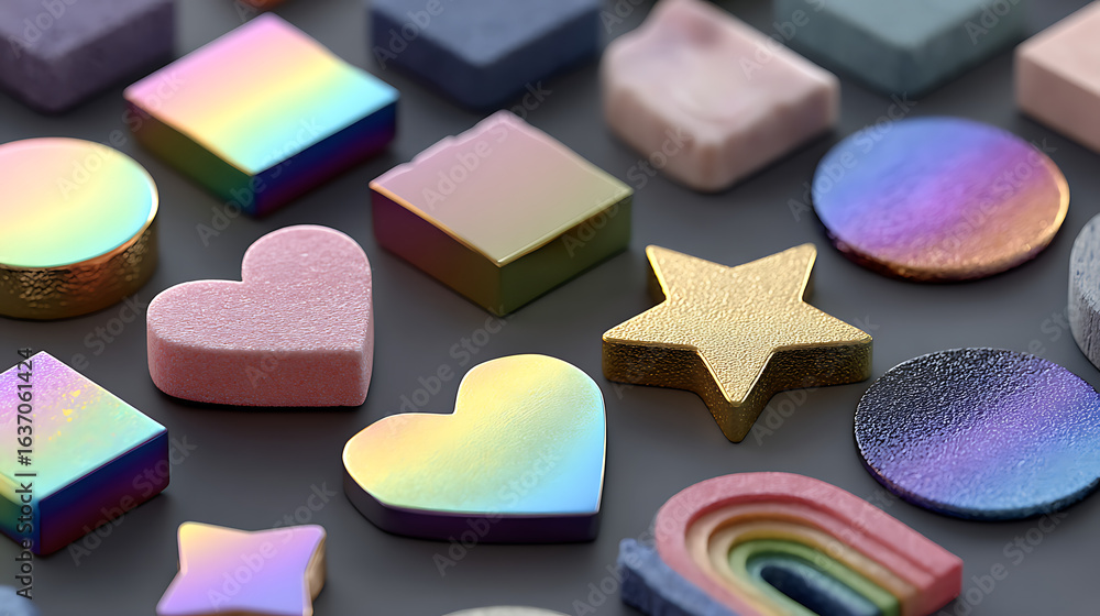 Fototapeta premium Colorful pastel geometric shapes collection wallpaper images