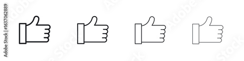 thumbs up icons big set. Simple black stroke line versions collection
