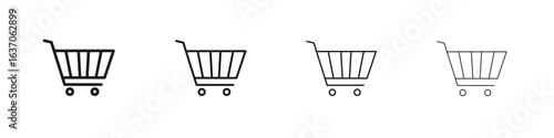 Shopping cart icons big set. Simple black stroke line versions collection