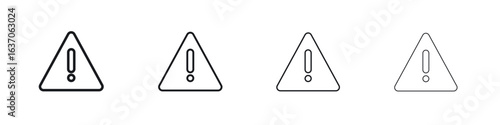 attention sign icons big set. Simple black stroke line versions collection