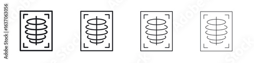 X ray icons big set. Simple black stroke line versions collection