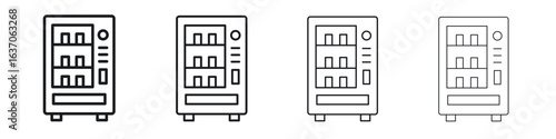 Vending machine icons big set. Simple black stroke line versions collection