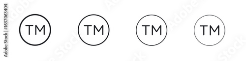 Trademark icons big set. Simple black stroke line versions collection