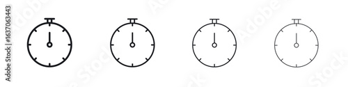 Timer icons big set. Simple black stroke line versions collection