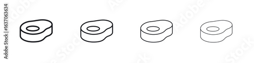 Steak icons big set. Simple black stroke line versions collection