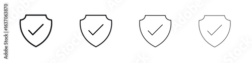 Security icons big set. Simple black stroke line versions collection