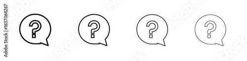 Question mark icons big set. Simple black stroke line versions collection