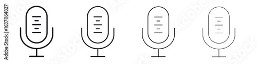 Microphone icons big set. Simple black stroke line versions collection