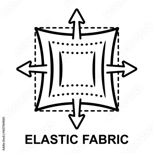  Elastic stretch fabric, elastane spandex textile cloth, elasticity rubber, stretchy clothes material icon. Way increase length, width. Strong soft fashion clothing. Expansion tissue direction. Vector