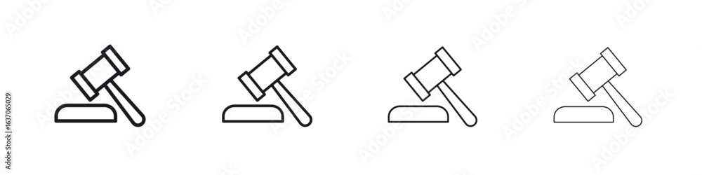 Fototapeta premium Law icons big set. Simple black stroke line versions collection