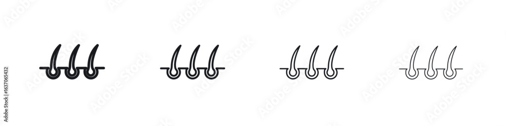 Fototapeta premium Hair icons big set. Simple black stroke line versions collection