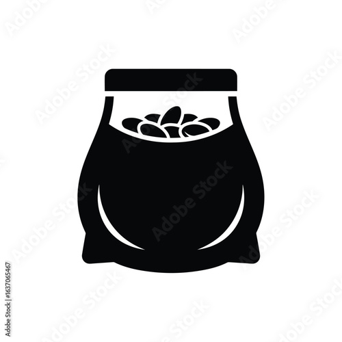 Black bag filled with beans food white