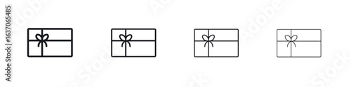 Gift voucher icons big set. Simple black stroke line versions collection