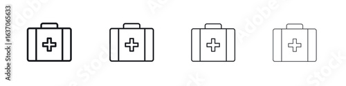 First aid icons big set. Simple black stroke line versions collection