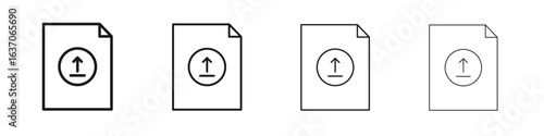 File upload icons big set. Simple black stroke line versions collection