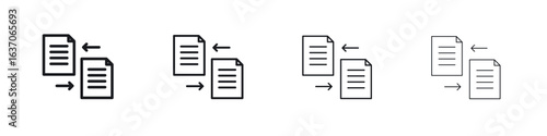 File transfer icons big set. Simple black stroke line versions collection
