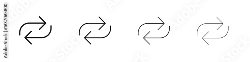 Exchange icons big set. Simple black stroke line versions collection