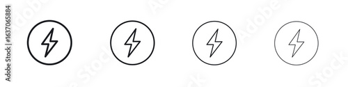 Electricity icons big set. Simple black stroke line versions collection