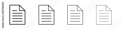Document icons big set. Simple black stroke line versions collection