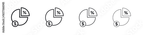 Dividend icons big set. Simple black stroke line versions collection