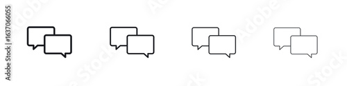 Discussion icons big set. Simple black stroke line versions collection