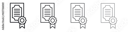 Diploma icons big set. Simple black stroke line versions collection