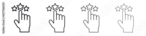 Customer feedback icons big set. Simple black stroke line versions collection