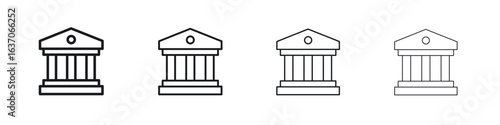 Court icons big set. Simple black stroke line versions collection