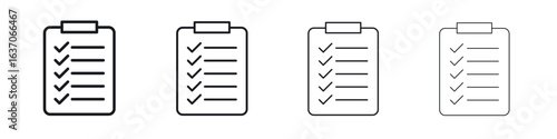 Clipboard icons big set. Simple black stroke line versions collection