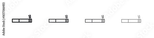 Cigarette icons big set. Simple black stroke line versions collection