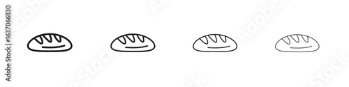 Bread loaf icons big set. Simple black stroke line versions collection