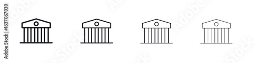 Bank icons big set. Simple black stroke line versions collection