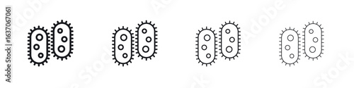 Bacteria icons big set. Simple black stroke line versions collection
