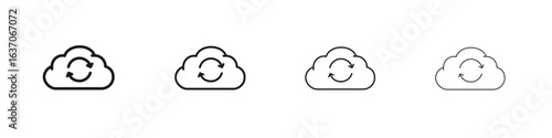 Backup icons big set. Simple black stroke line versions collection