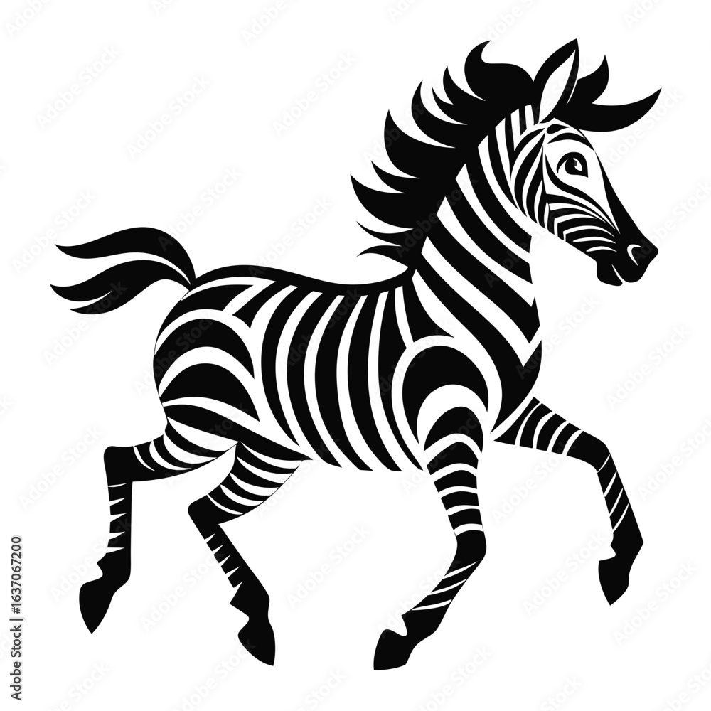 Fototapeta premium vector illustration of zebra, running, abstract