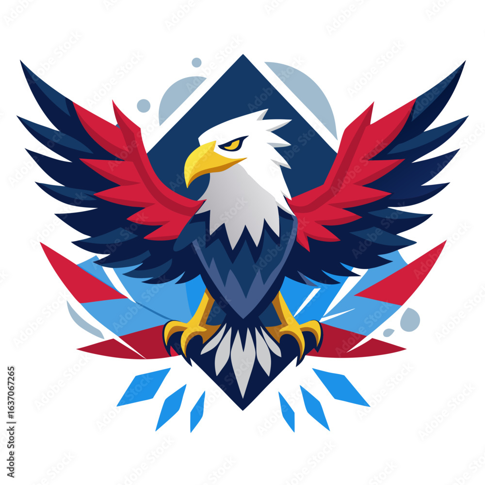 Obraz premium vector illustration of eagle, diving, abstract
