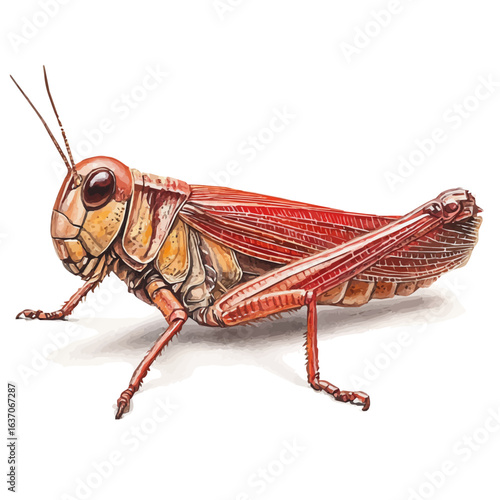 Cricket, watercolor drawing vector, isolated on a white background.