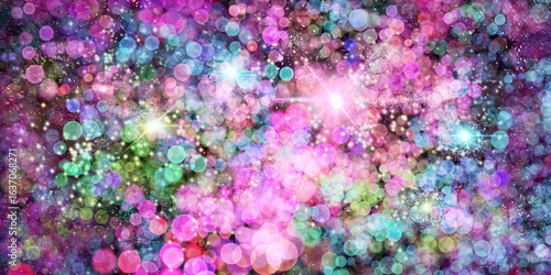 Tablou pe pânză Cute colorful abstract cosmic background with flashes, glows, shine and sparkles