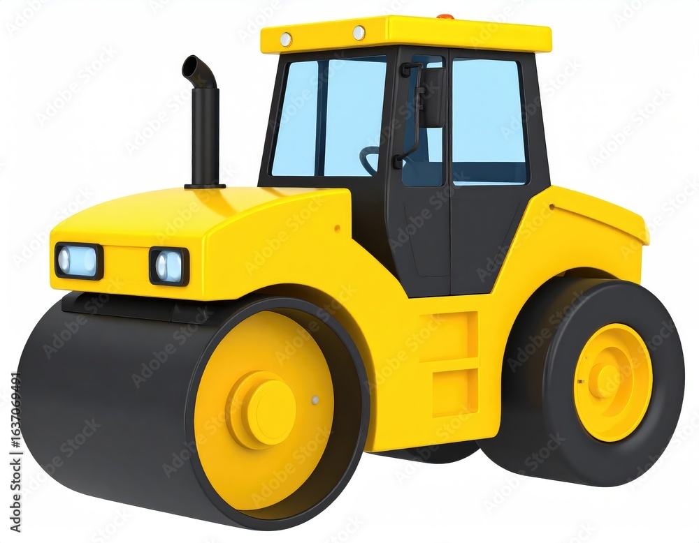 Fototapeta premium Yellow Road Roller: A Simple, Cartoonish Illustration