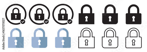 Locks icons set. Locked and unlocked vector icon set. Lock symbol. Padlock symbol. Privacy symbol vector stock illustration.