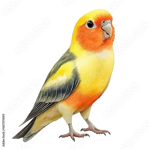 watercolor of Cockatiel, vector, isolated on a white background.
